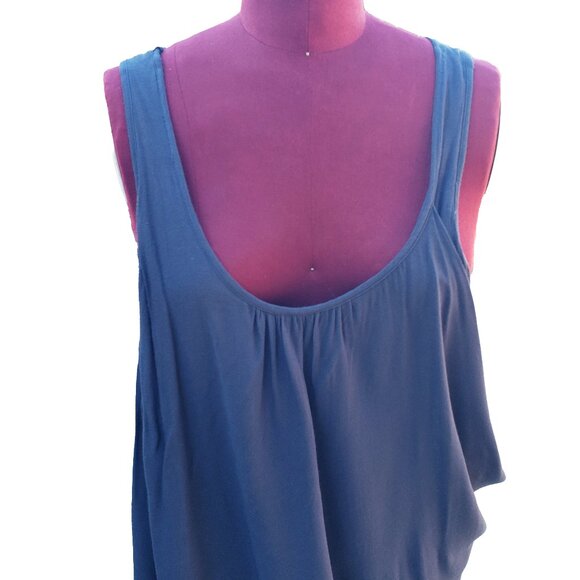 Nicholas K Dress Blue Draped Asymmetrical Scoop Neck Sleeveless Layered Small